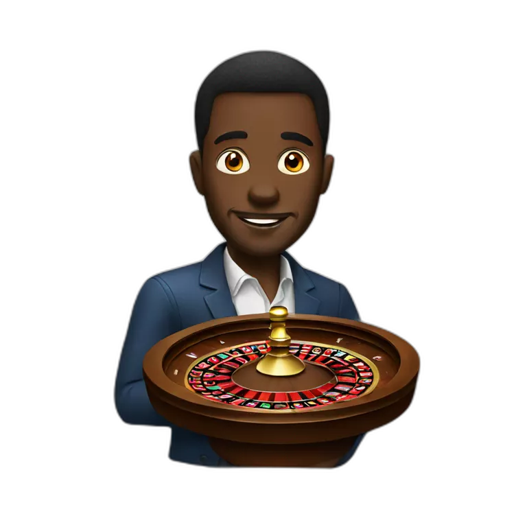 Black Man with a casino roulette