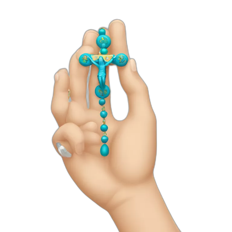 a hand holding a Catholic rosary