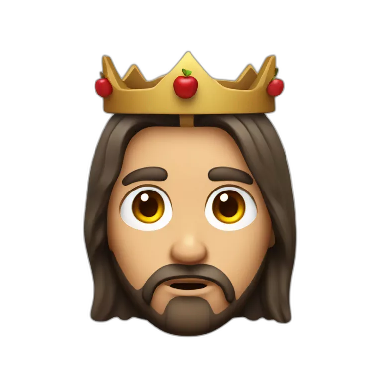 Jesus with a thorn crown, worried face, in the style of an apple Memoji