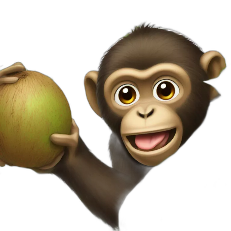 a monkey screwing a coconut