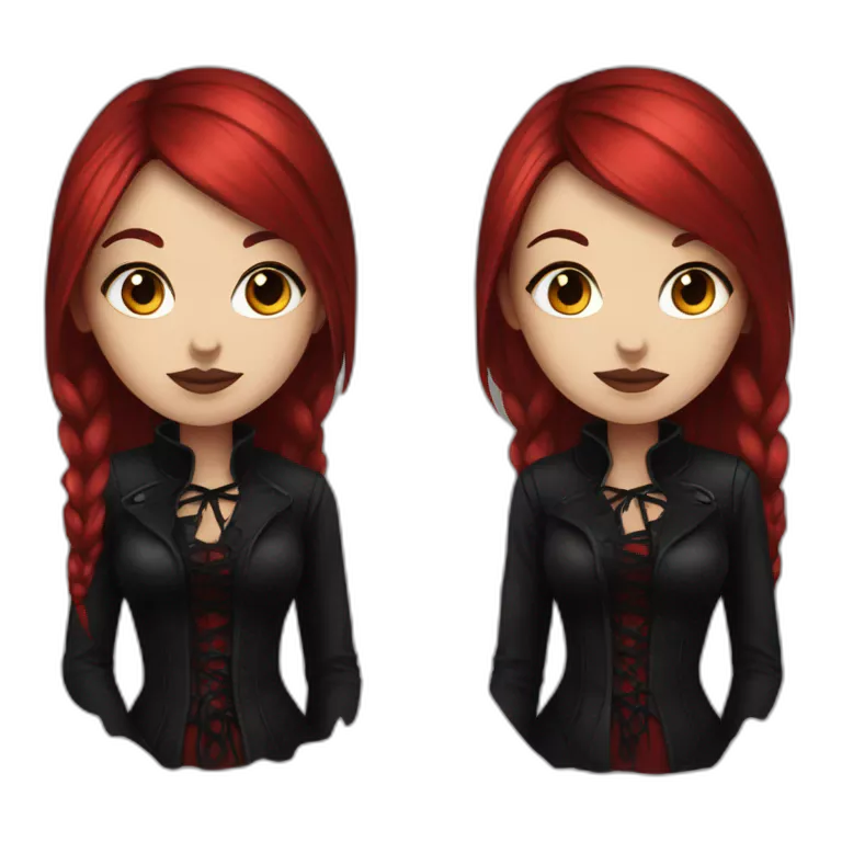 gothic girl black and red hair