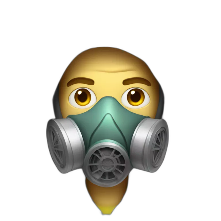 white man with hoodie and gas mask and airbrush