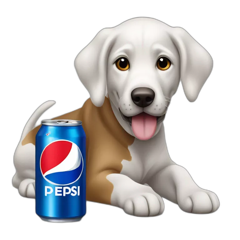 Braque de weimard avec une canette de Pepsi