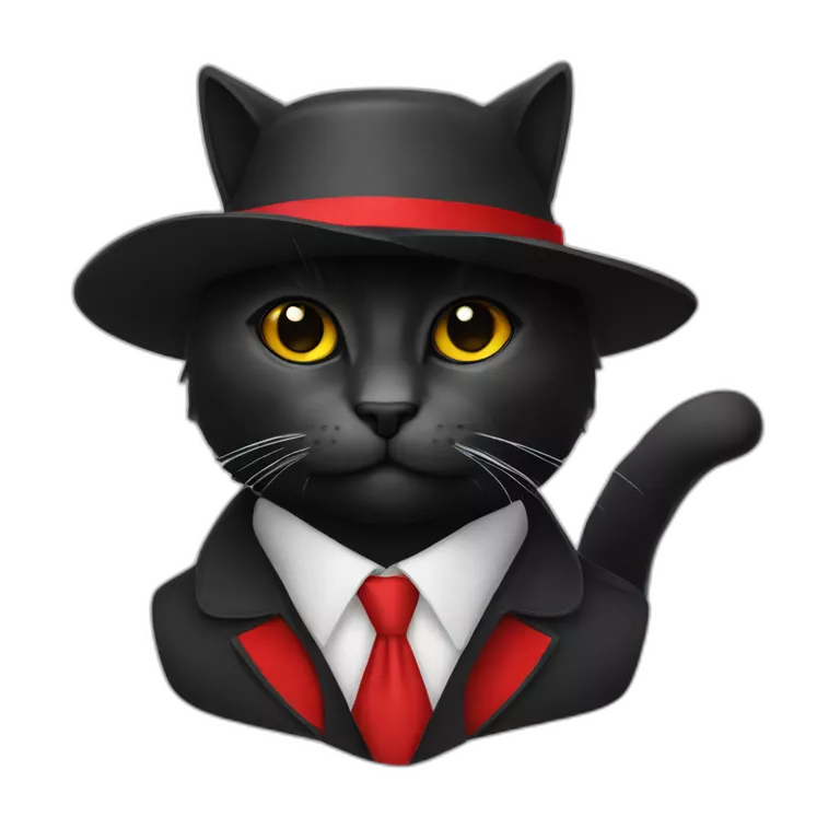 Chat avec ruban rouge, chat avec chapeau,chat noir