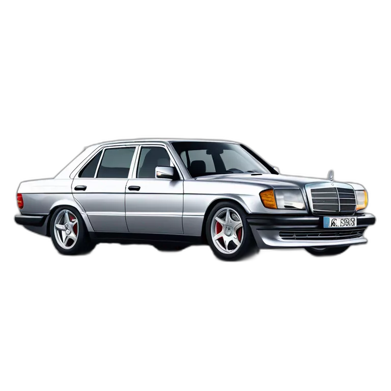 Mercedes SEL AMG 126 with amg body kit and amg aero II monoblock wheels front side angle