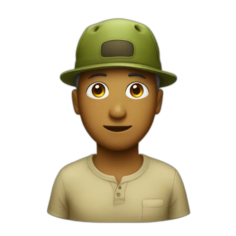 an olive with an olive hat on head