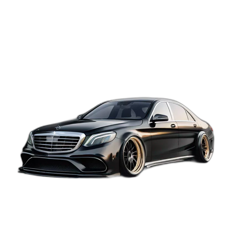 Mercedes SEL AmG with body kit custom and amg aero oz wheels front side angle
