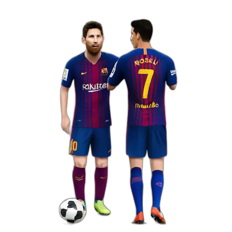 Realistic Leo Messi and realistic Cristiano Ronaldo kissing