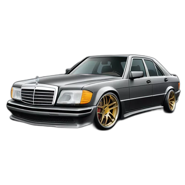 Mercedes SEL AmG with body kit custom and amg aero wheels front side angle