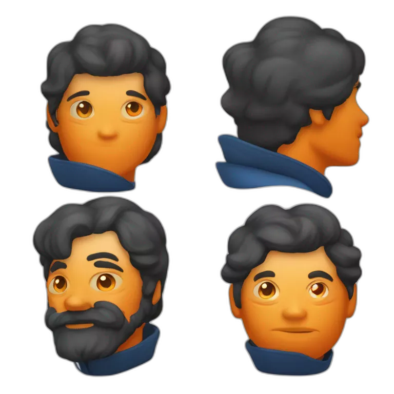 Un mec noir avec des cheveux de couleur bleu et orange moutard sur le visage des symboles doré. Des cornes de bélier orange moutard