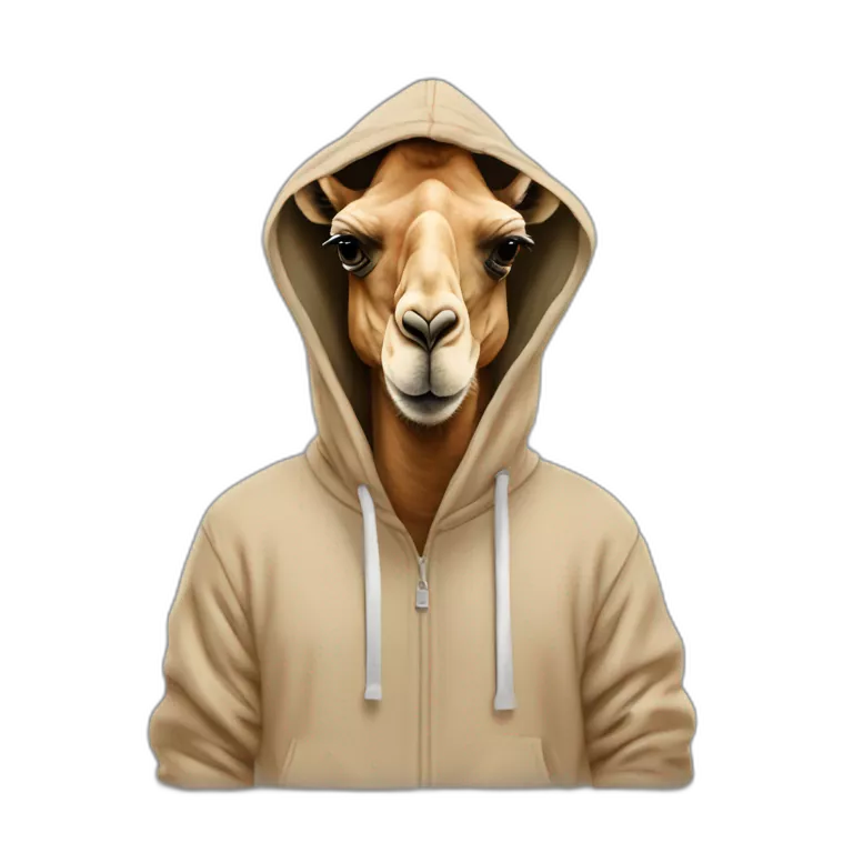 Camel wearing a hoodie with ‘Alexander’ on that hoodie
