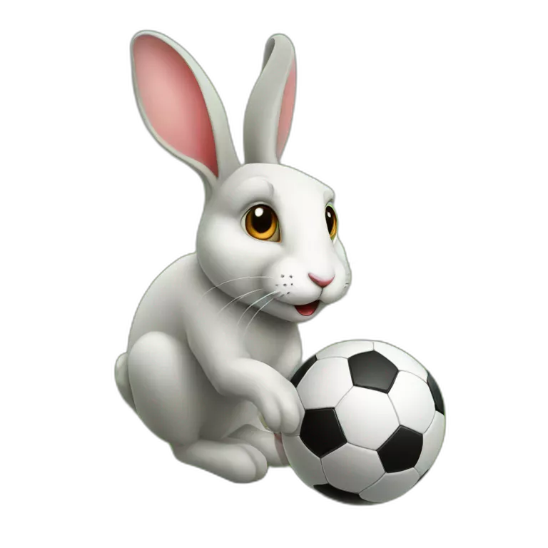 Realistic rabbit plating soccer