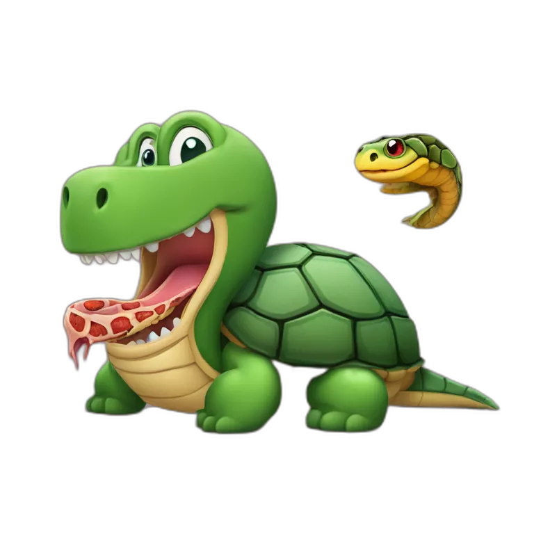 Un serpent qui fume en compagnie d une tortue qui mange de la viande