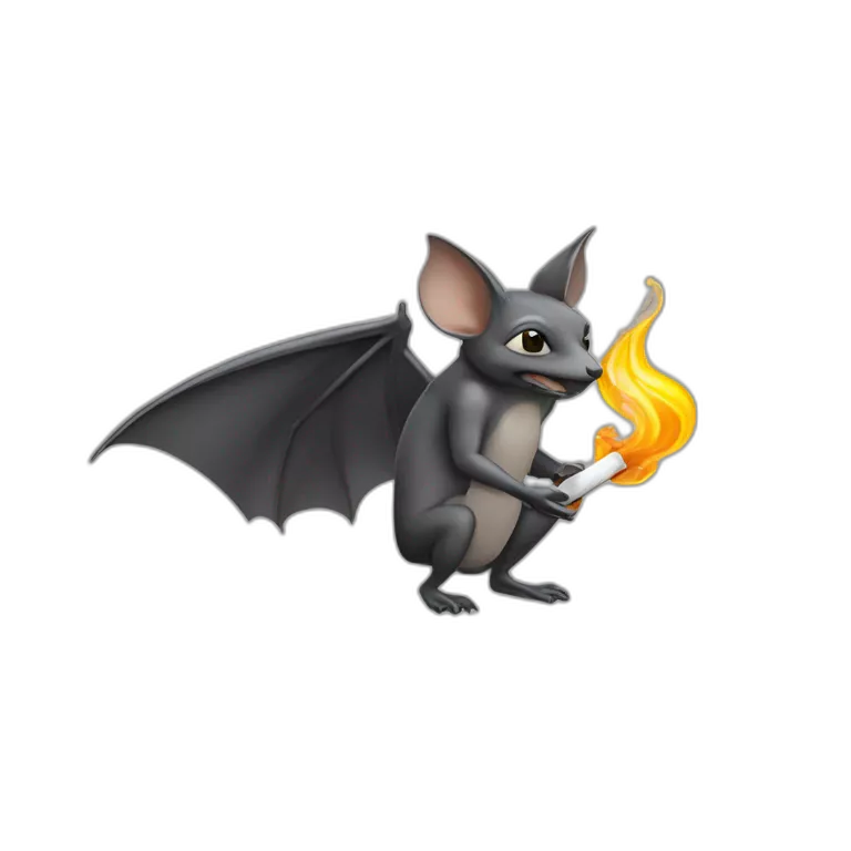 Une chauve souris qui fume une cigarette