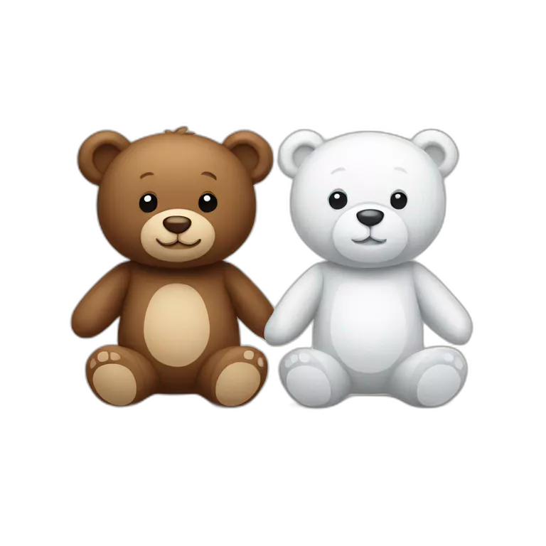 brown teddy bear and white teddy bear in love