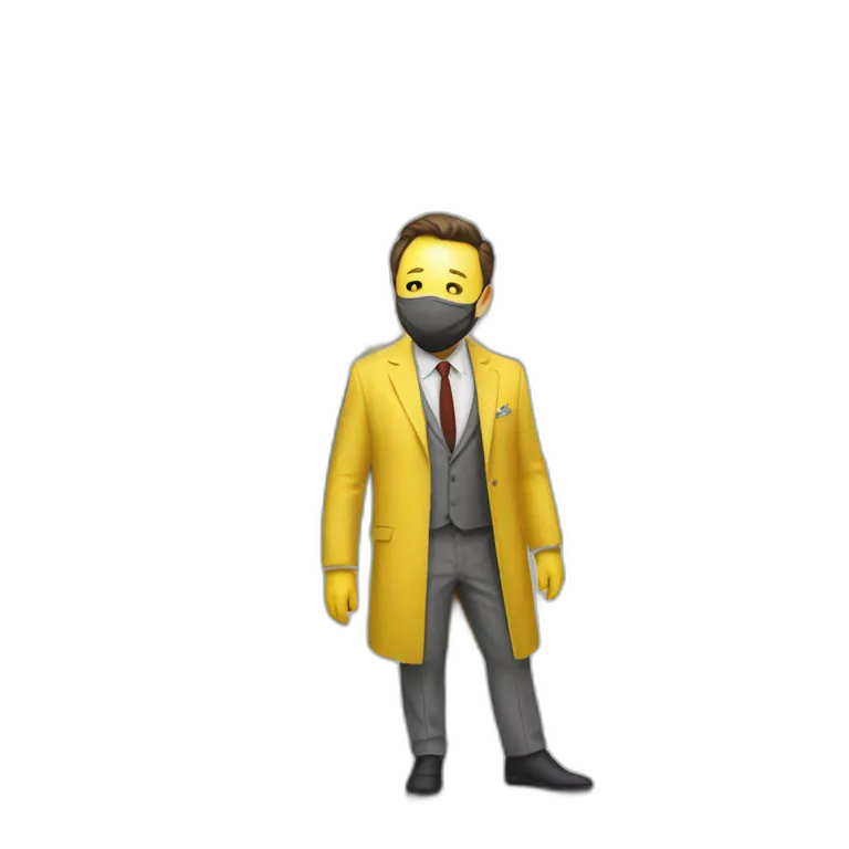 elon musk in ascience lab wearing yellow suit and mask