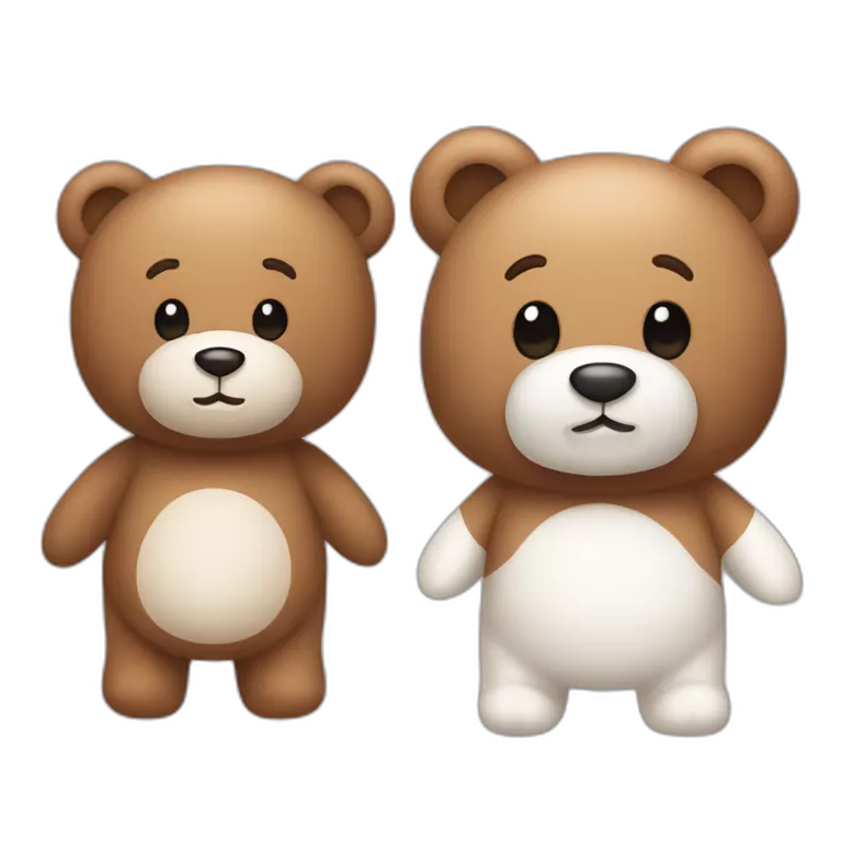 brown teddy bear and white teddy bear in love