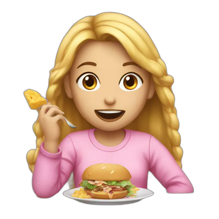 Girl eating a lot