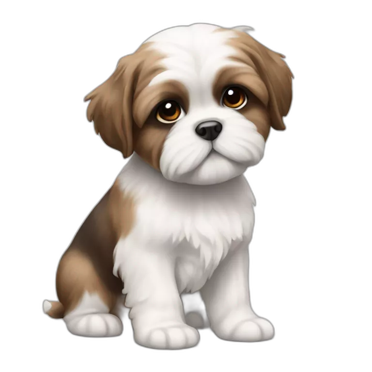 white and brown shi tzu puppy