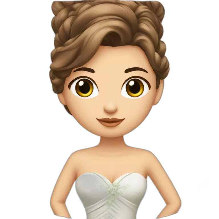 Femme en robe de mariée avec les yeux de couleur verte avec les cheveux lisse et long ainsi qu'un homme en costume avec les yeux marron avec les cheveux boucle mi long chatin foncé