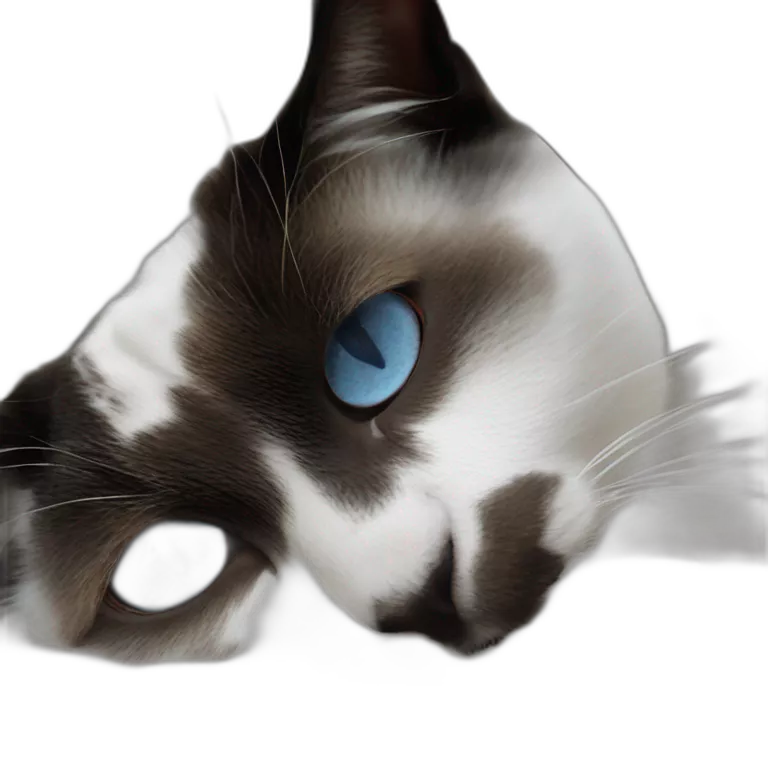 blue-eyed toy cat staring