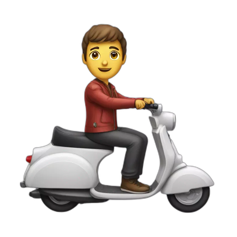 Larusso sur un scooter