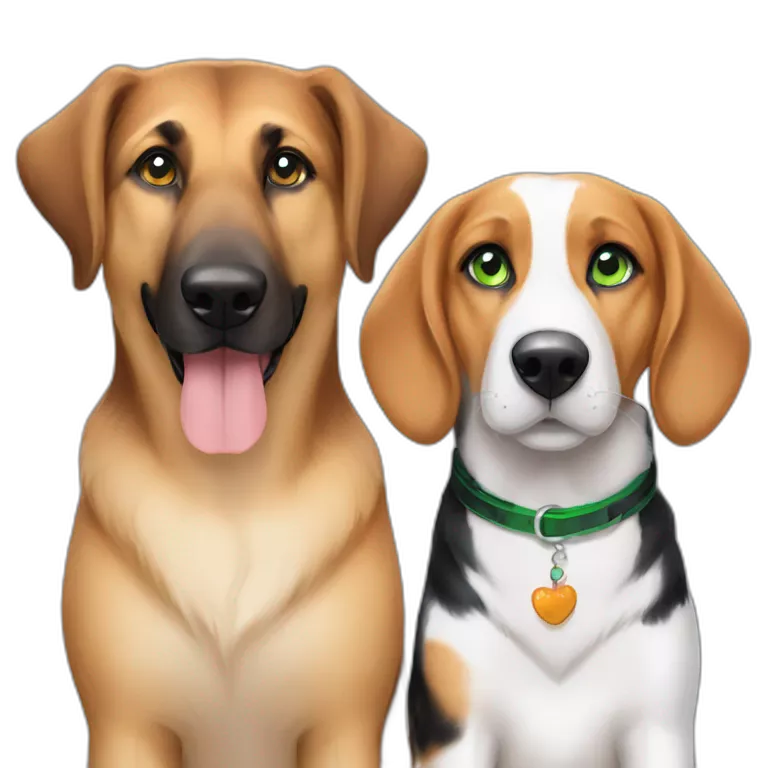 A cute german shepherd with green eyes and a cute beagle with very bright blue eyes ready for thanksgiving