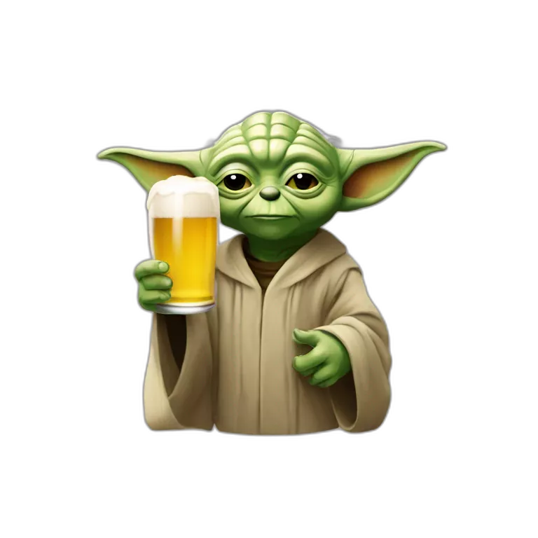 Yoda buvant une bierre