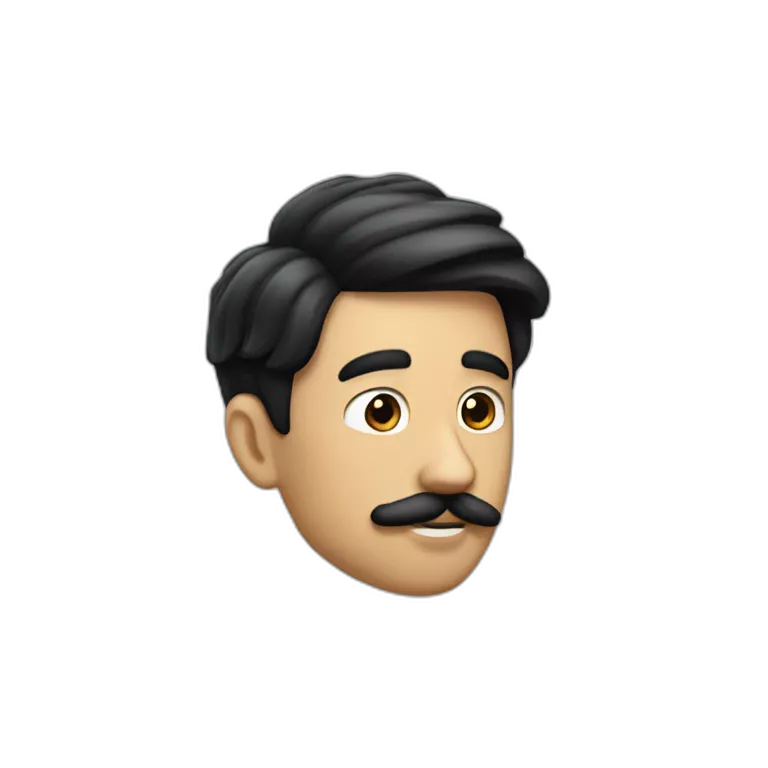 man with black hair comped sideways and a small mustache like charlie chaplin mustache