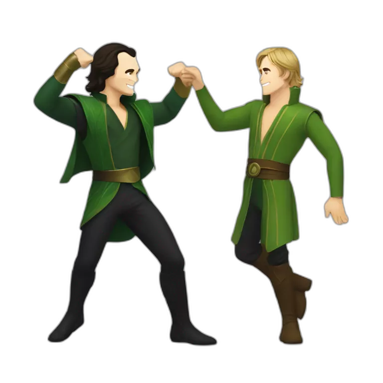 Loki and Luke Skywalker dancing to disco music