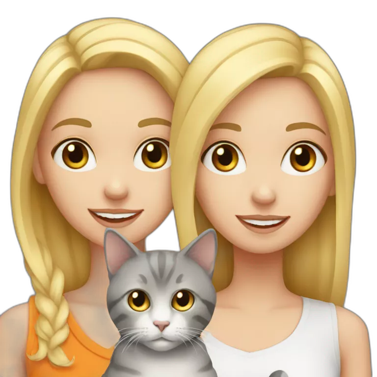 Blond white girl with 2 cats  one dark grey and one blond/orange