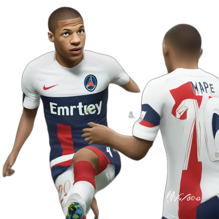 Vue sur Mbappe dans son dos écrit Mbappe 10