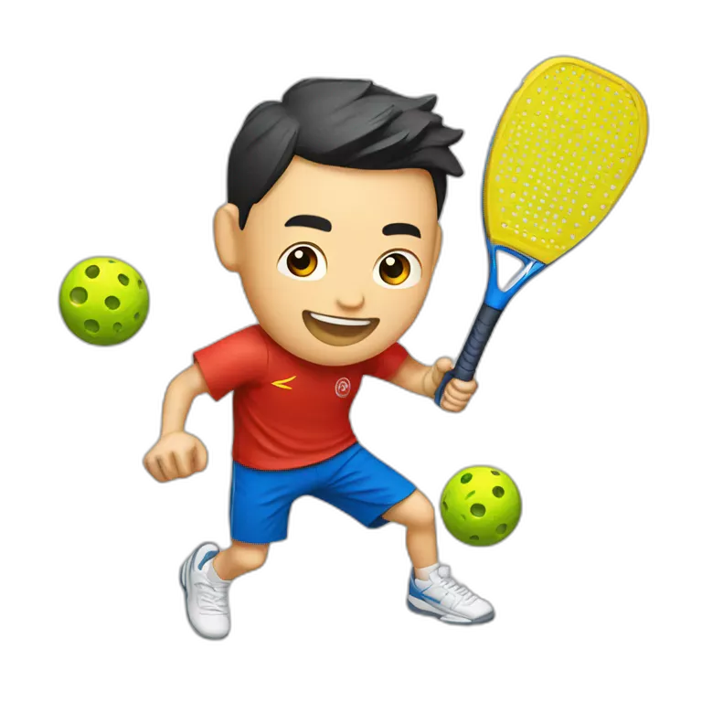 Male Chinese Pickleball player hitting a Pickleball