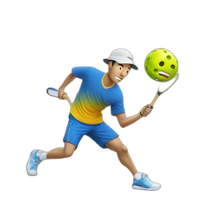 Chinese Male hitting a pickleball with rectangle Pickleball Paddle