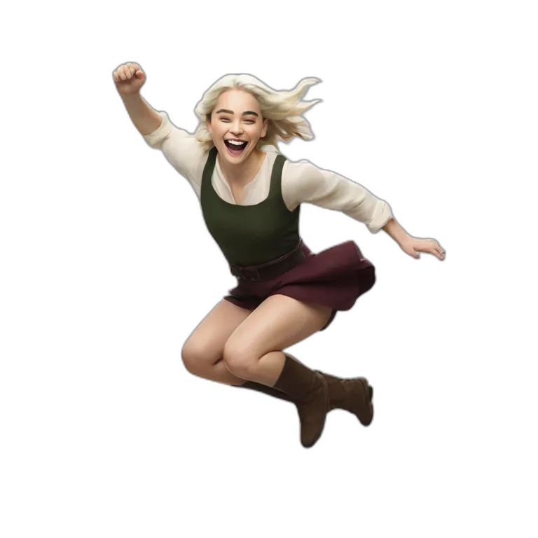 Emilia Clarke jumping