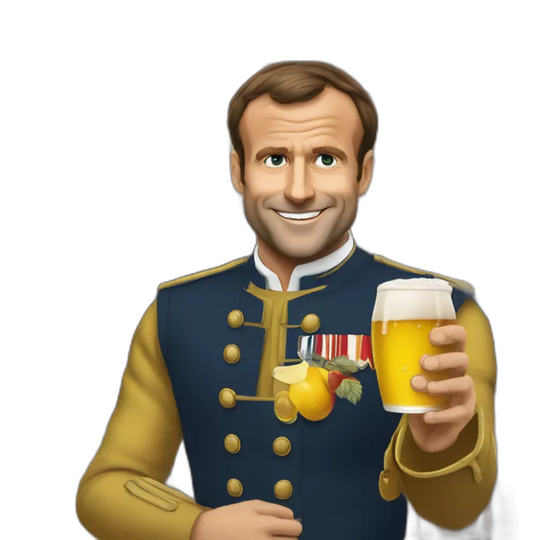 Macron buvant une bierre