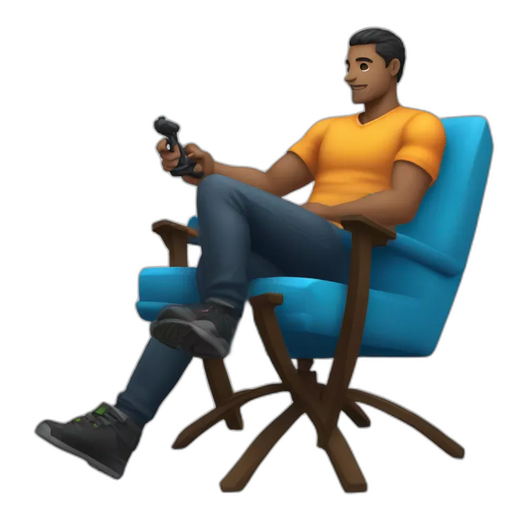 Joueur asi sur une chaise gaming avec une manette a la main