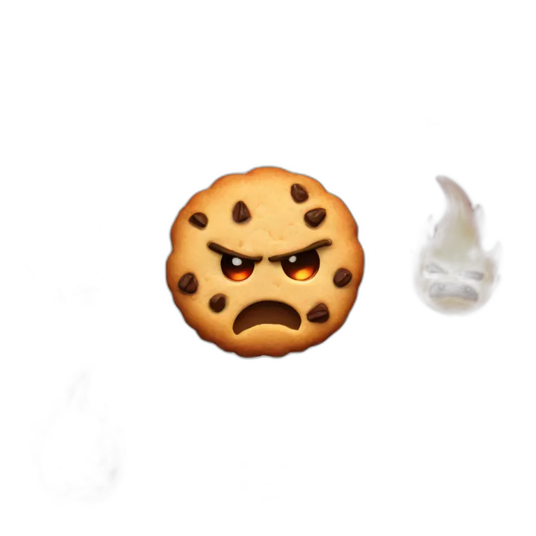 Angry Scary Cookie with flames