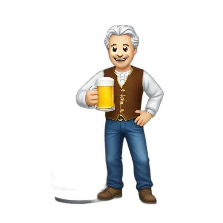 Jean Michel blancaire buvant une bierre