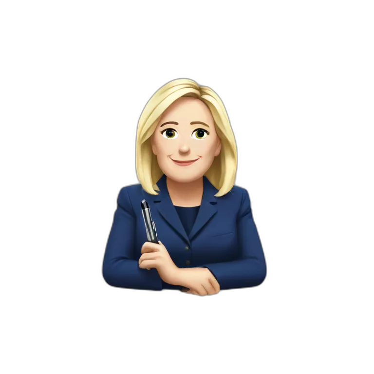 marine le pen avec un pen