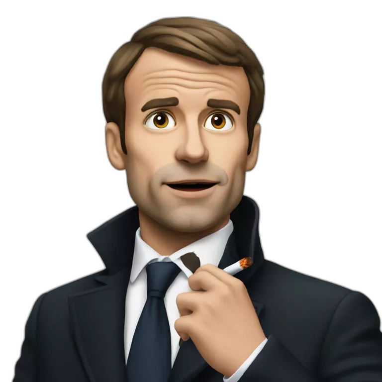 Macron qui fume une cigarette