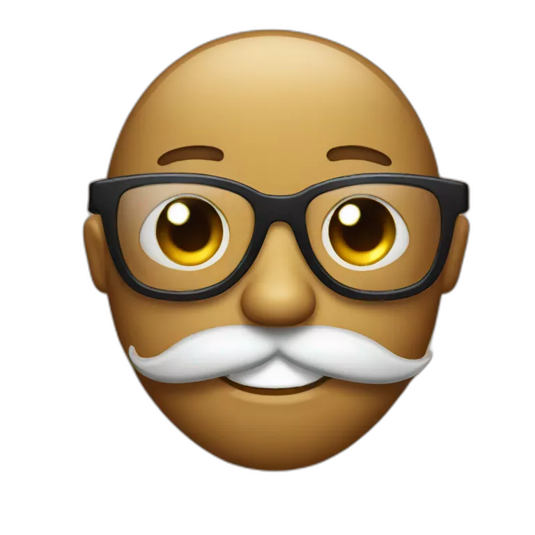 emoji sticking out its tongue with beard, glasses and headband