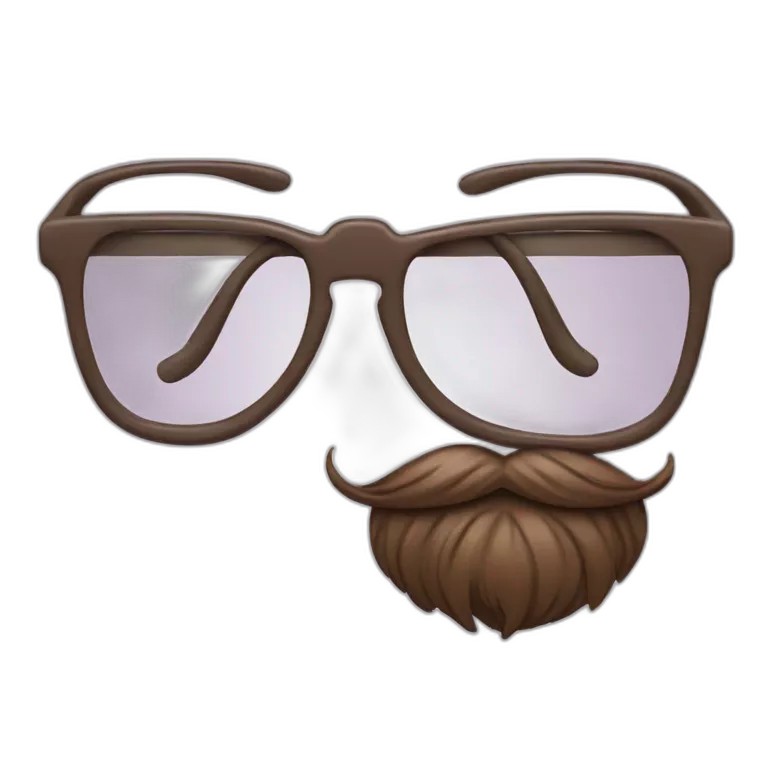 emoji sticking out its tongue with beard, glasses and headband
