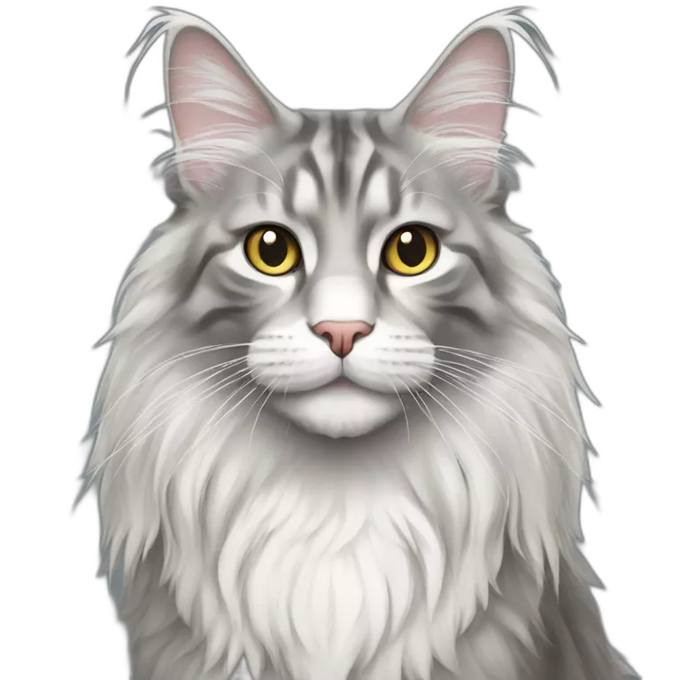 Grey white Maine coon