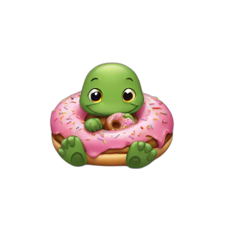 turtle eating a donuts