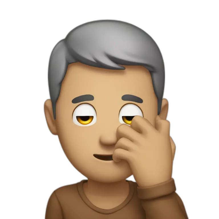 Emoji putting hand on his face because of deception