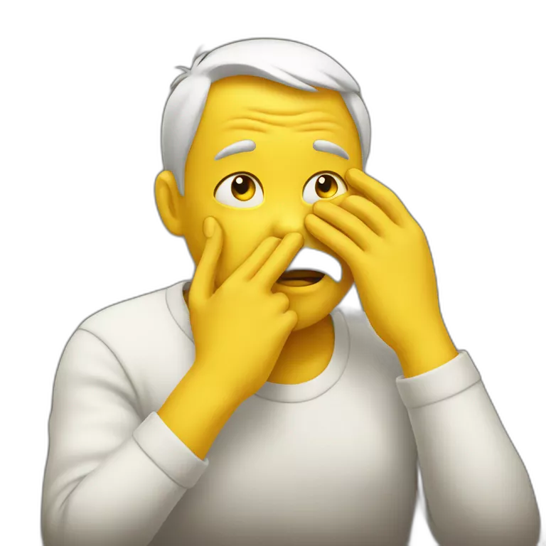 Classic yellow Emoji putting hand on his face because of deception