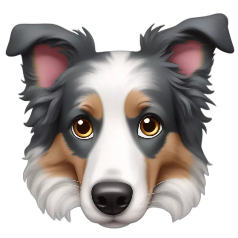 border collie blue merle con nariz rosada, una oreja arriba y otra abajo