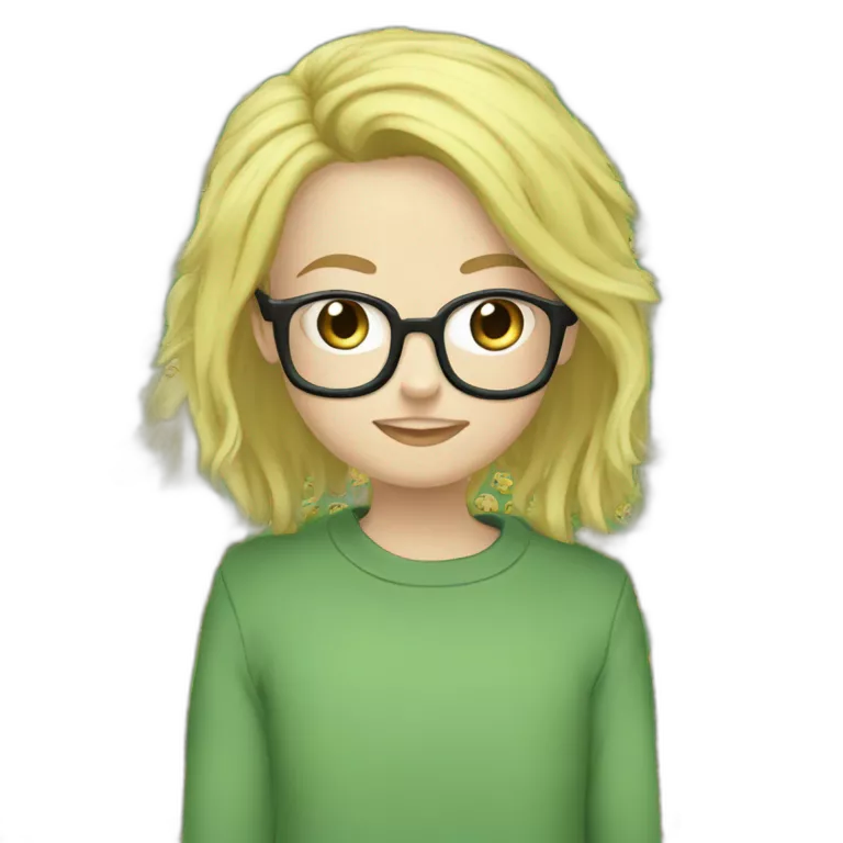 Un grand adolescent blond a lunettes avec du duvet , un sweat hunterxhunter vert avec la tête de gon freecs , ainsi qu'un jean qui tombe sur ses chaussures