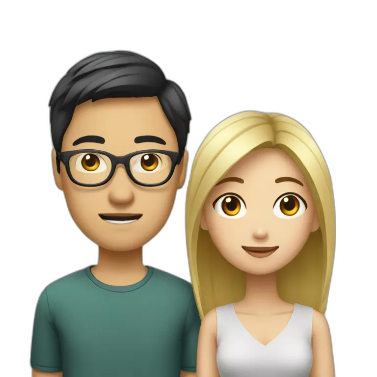 asian guy with glasses and blonde asian girl